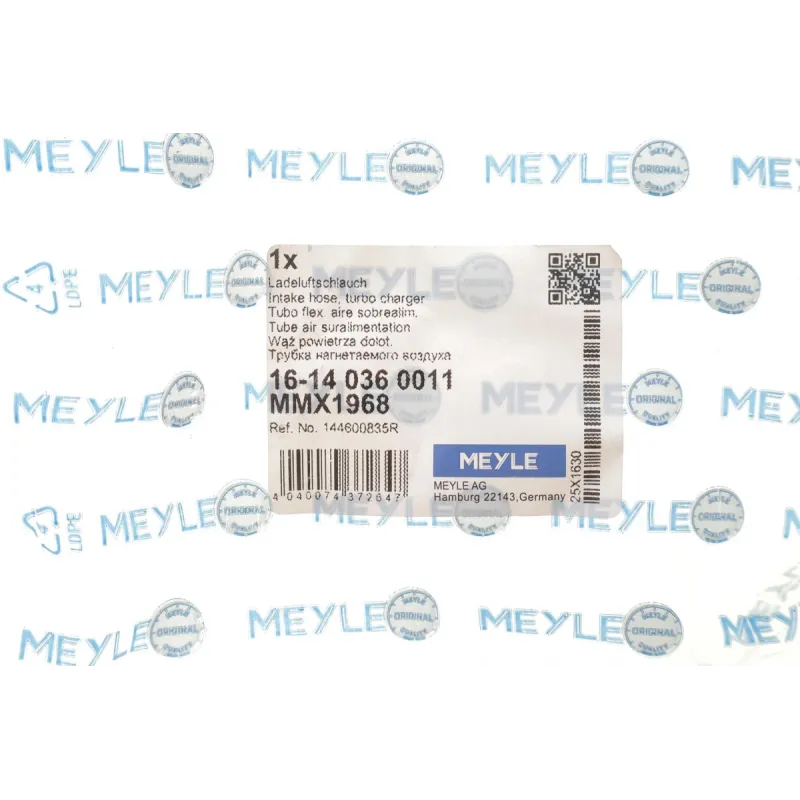 Патрубок інтеркулера MEYLE 16-14 036 0011 для Dacia Duster/Renault Clio IV 1.5dCi 2013-