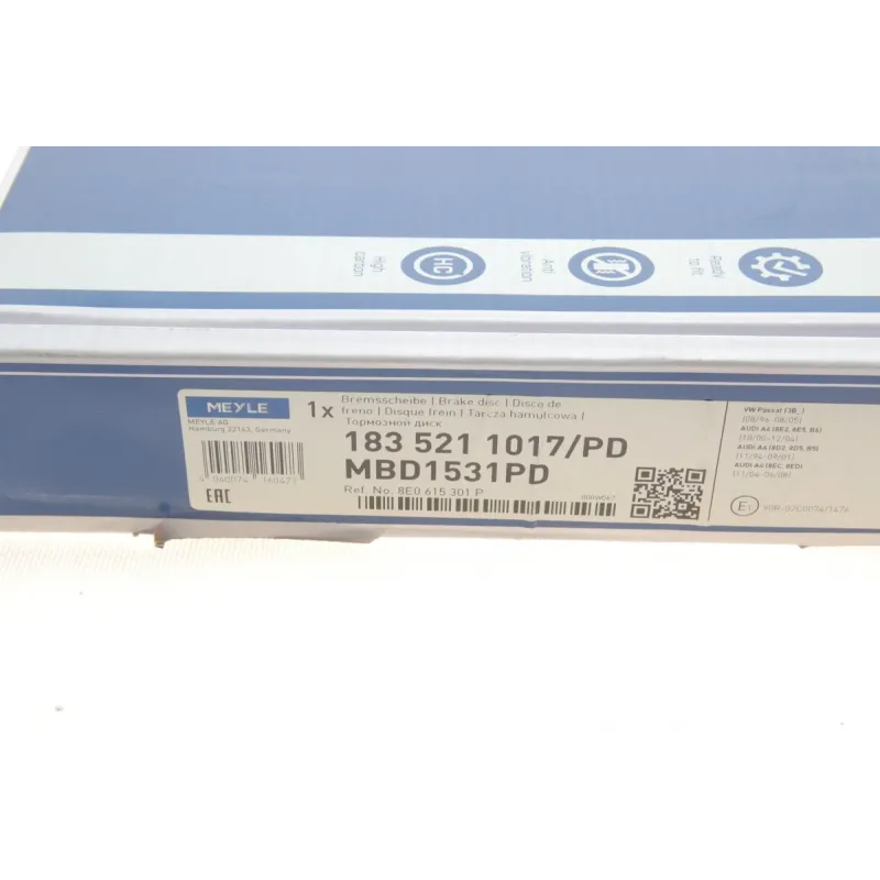 Диск гальмівний передній MEYLE 183 521 1017/PD для Volkswagen Passat B5 1996-2005, 280x22 мм