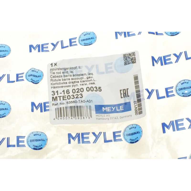 Наконечник рульової тяги лівий MEYLE 31-16 020 0035 для Honda Accord VIII/Civic IX 198xмм