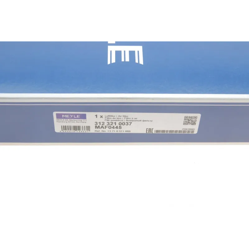 Фільтр повітряний MEYLE 312 321 0037 для BMW 3 (F30/F35/F80) 1.6/2.0D 2012-, 230x204x70 мм