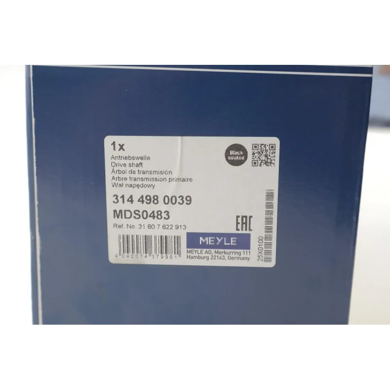 Піввісь передня ліва MEYLE 314 498 0039 для BMW X5 (E70/F15) X6 (E71/F16) 663 мм