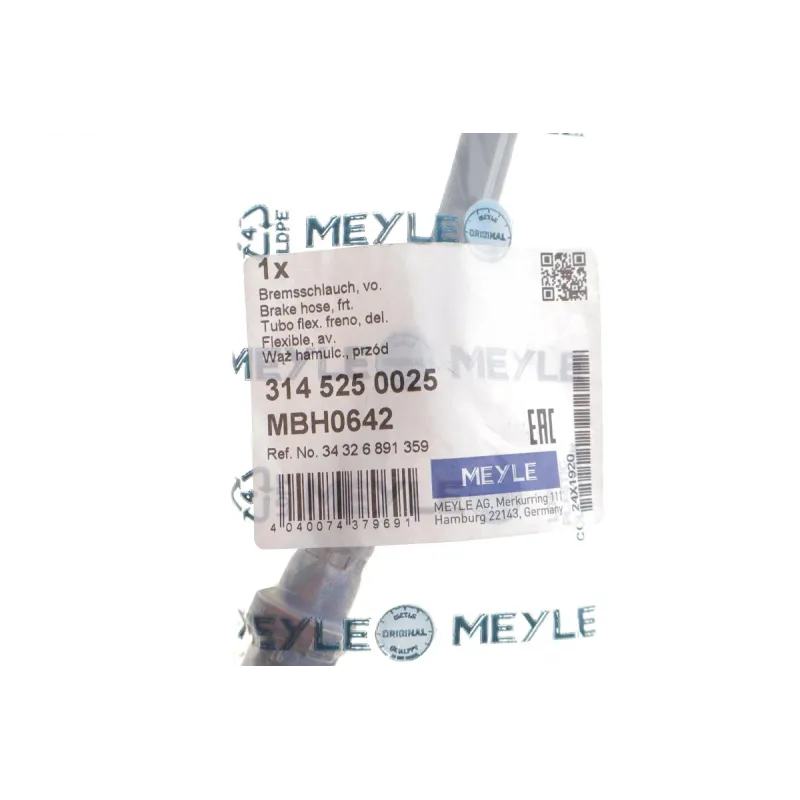 Шланг гальмівний передній MEYLE 314 525 0025 для BMW iX (I20) 2021- 658 мм