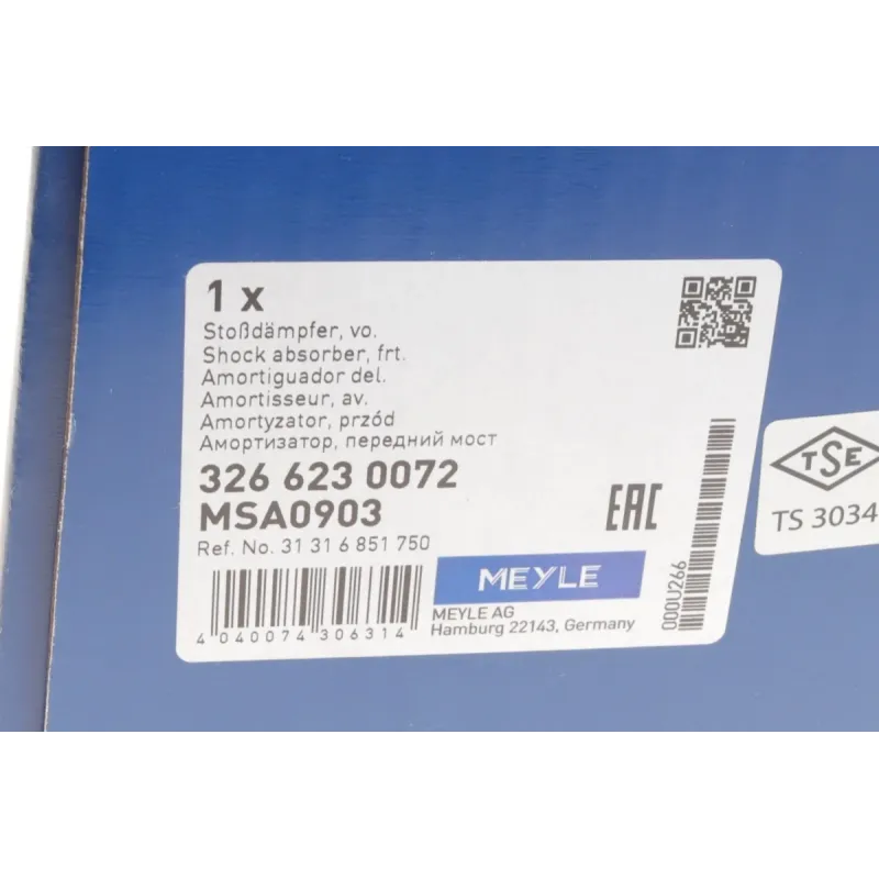 Амортизатор передній MEYLE 326 623 0072 для BMW X5 (F15/F85) X6 (F16/F86) 2013-2019