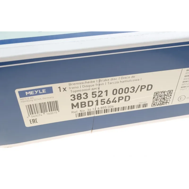Диск гальмівний передній MEYLE 383 521 0003/PD для BMW 1 (F20/F21) 3 (E90/E91/E92) 312x23.9 мм