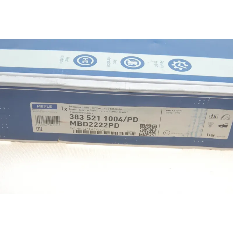 Диск гальмівний передній MEYLE 383 521 1004/PD для BMW 5 F10/F11/F18 330x24 мм