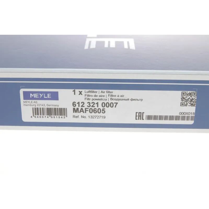 Фільтр повітряний MEYLE 612 321 0007 для Opel Astra H, Chevrolet Cruze, 267x262x39 мм