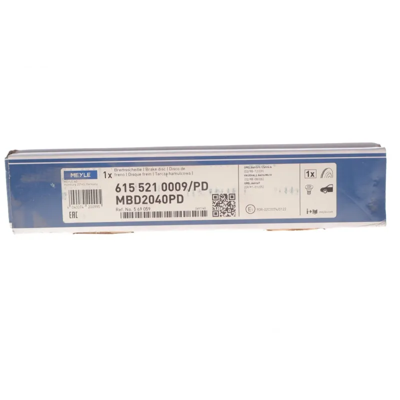 Диск гальмівний передній MEYLE 615 521 0009/PD для Opel Astra F/G 1998-2009 (256x24 мм)
