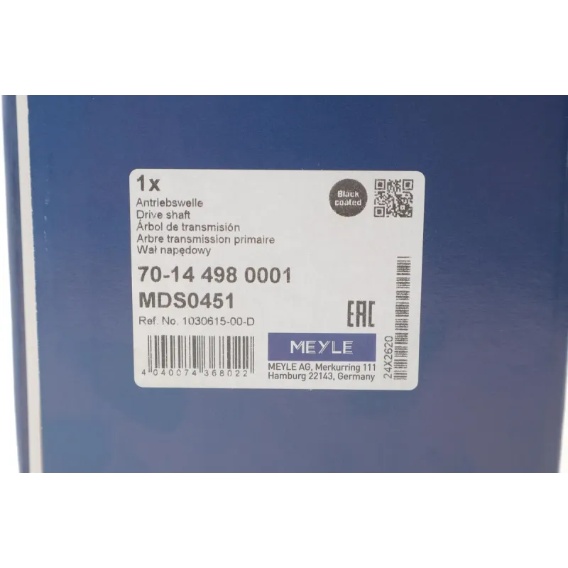 Піввісь передня ліва MEYLE 70-14 498 0001 для Tesla Model S 2014- (30x29/773 мм)