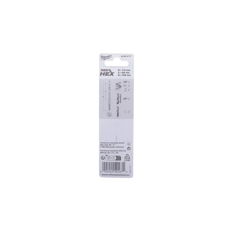 Свердло HSS-Co TiN Red Hex MILWAUKEE 48894717 Ø7 мм х 109мм
