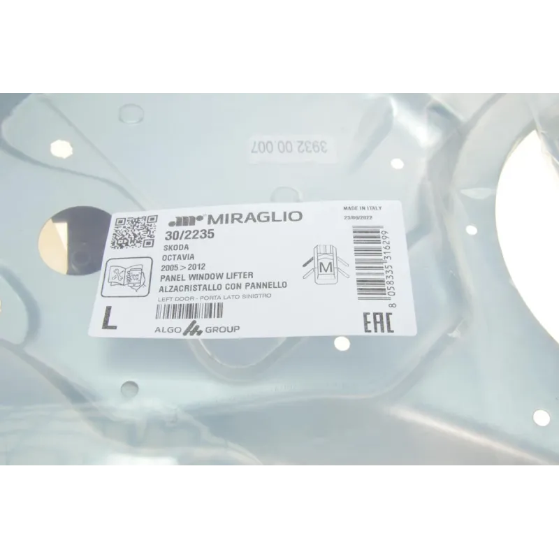 Склопідіймач передній лівий MIRAGLIO 30/2235 для Skoda Octavia 1Z3 2004-2013 (дворейковий тросовий)