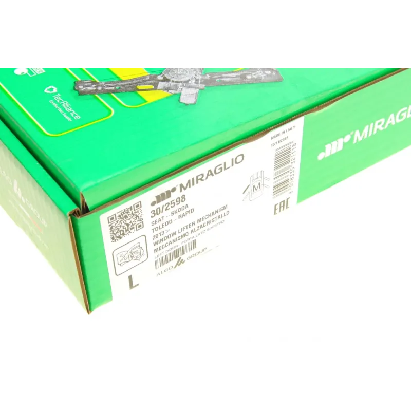 Склопідіймач передній лівий MIRAGLIO 30/2598 для Skoda Rapid/Seat Toledo 2012-