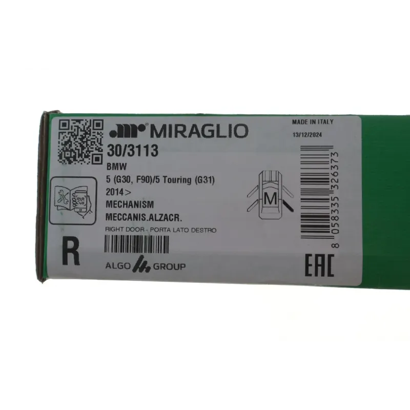 Склопідіймач задній правий MIRAGLIO 30/3113 для BMW 5 G30/G31 2016- (електро)