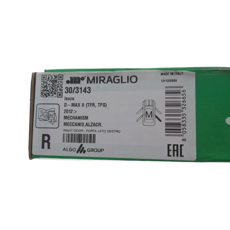 Склопідіймач задній правий MIRAGLIO 30/3143 для Isuzu D-Max 2012-
