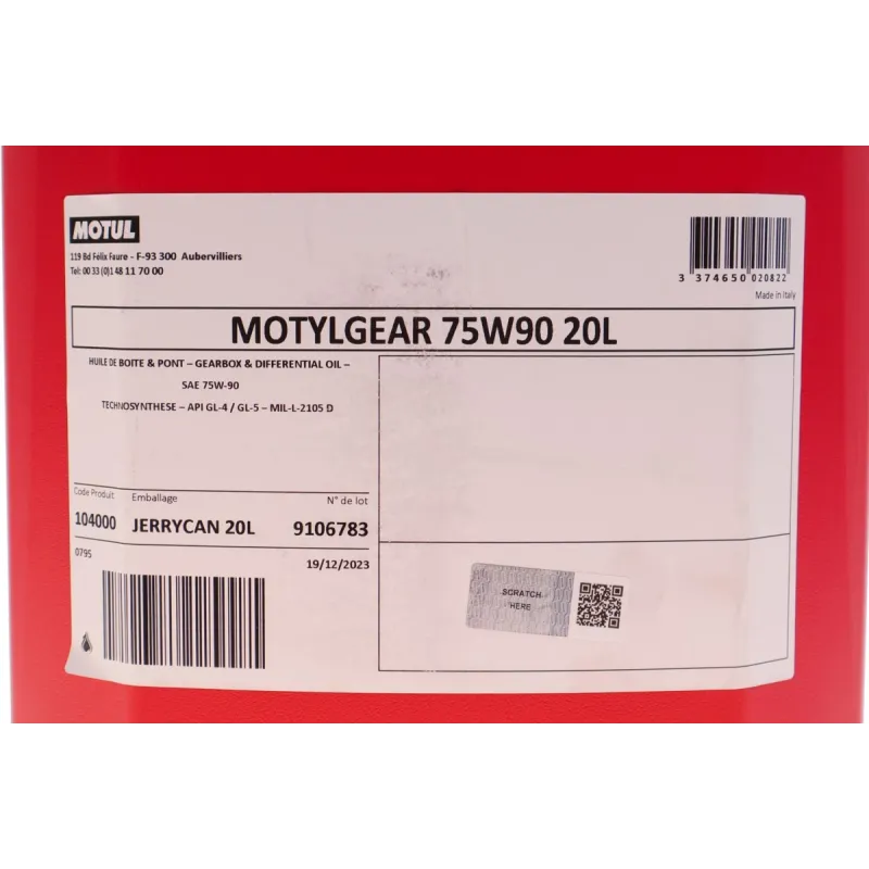 Трансмісійна олива MOTUL Gear 75W90 GL-4/GL-5 (20л) 317022