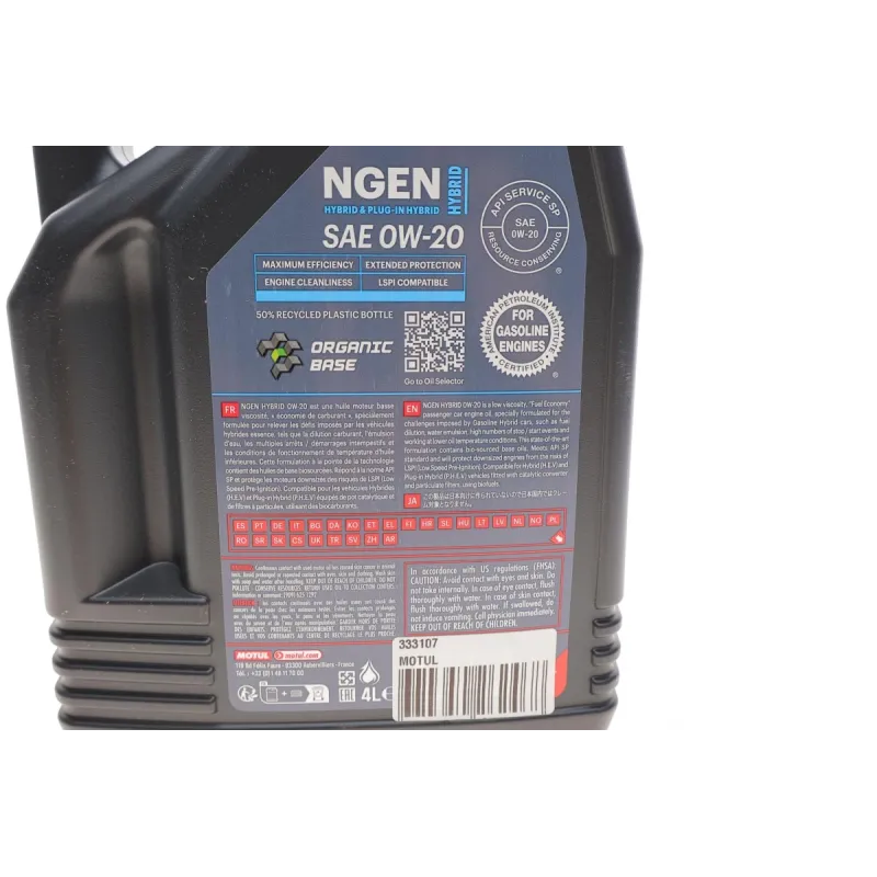 Моторна олива MOTUL NGEN Hybrid 0W20 (4л) API SP/ILSAC GF-6b/GF-6a 333107
