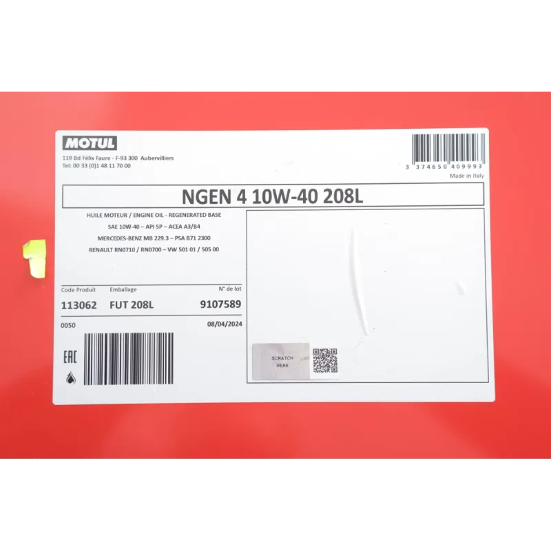 Моторна олива 10W-40 NGEN 4 MOTUL 387832 (208л) MB 229.3/RN0710/RN0700/PSA B71 2300/VW 501 01/VW505 00
