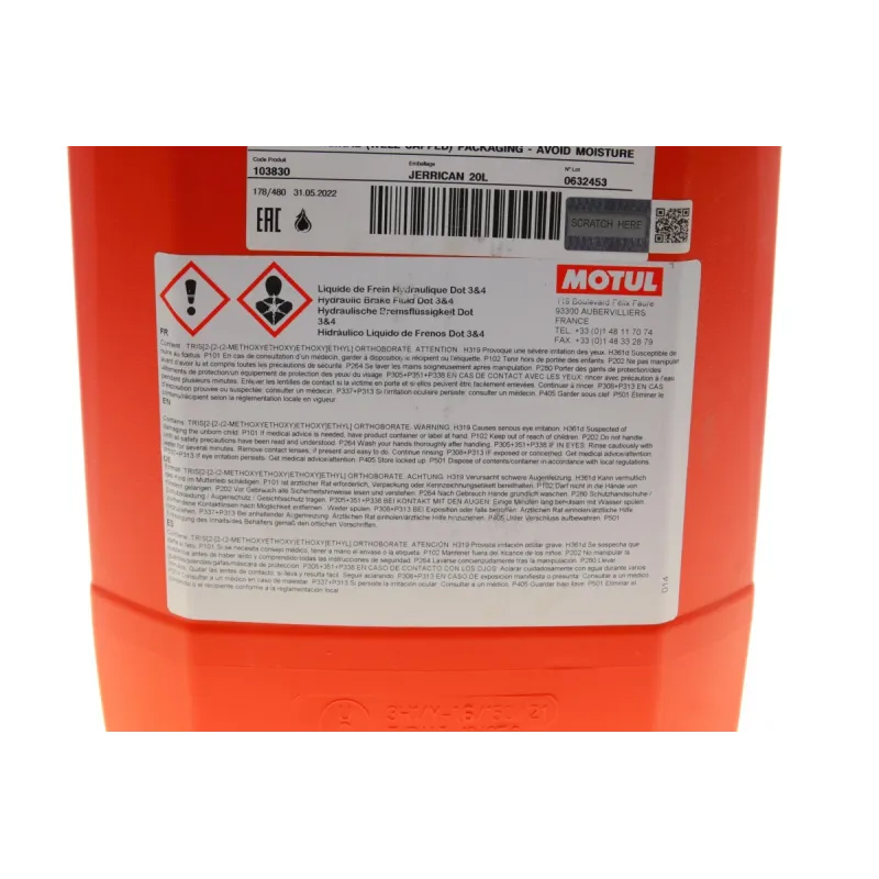 Рідина гальмівна MOTUL DOT 3&4 (20L) 807922