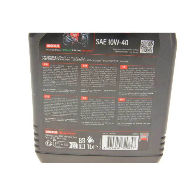 Моторна олива MOTUL Gen-P Power 10W-40 1л (835101) для промислового застосування