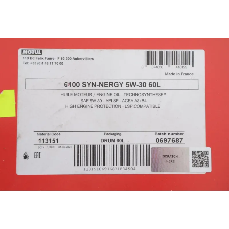 Моторна олива MOTUL Syn-nergy 6100 5W-30 (60 л) 838461 (MB 229.5/RN0710/VW 502.00)