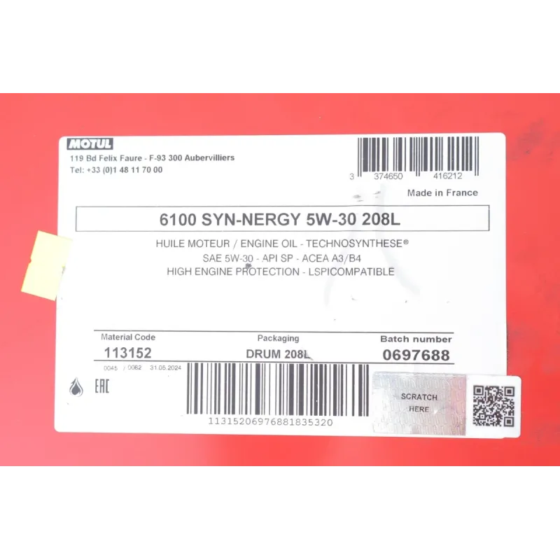 Олива 5W30 Syn-nergy 6100 (208L) (MB 229.5/Renault RN0710/RN0700/VW 502 00/505 00) (113152)
