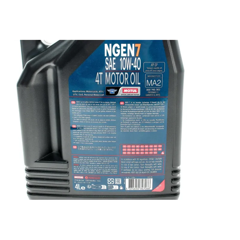 Моторна олива MOTUL NGEN 7 10W40 4л API SP/JASO MA2 (артикул 839641)