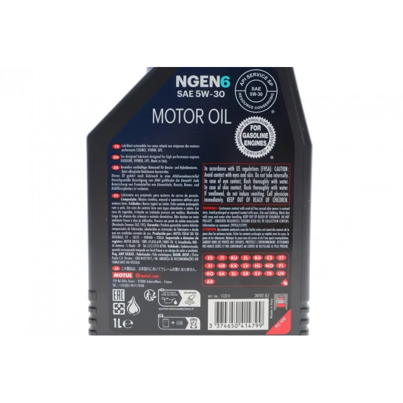 Моторна олива MOTUL NGEN 6 5W30 1L (API SP/ILSAC GF-6A) 113111