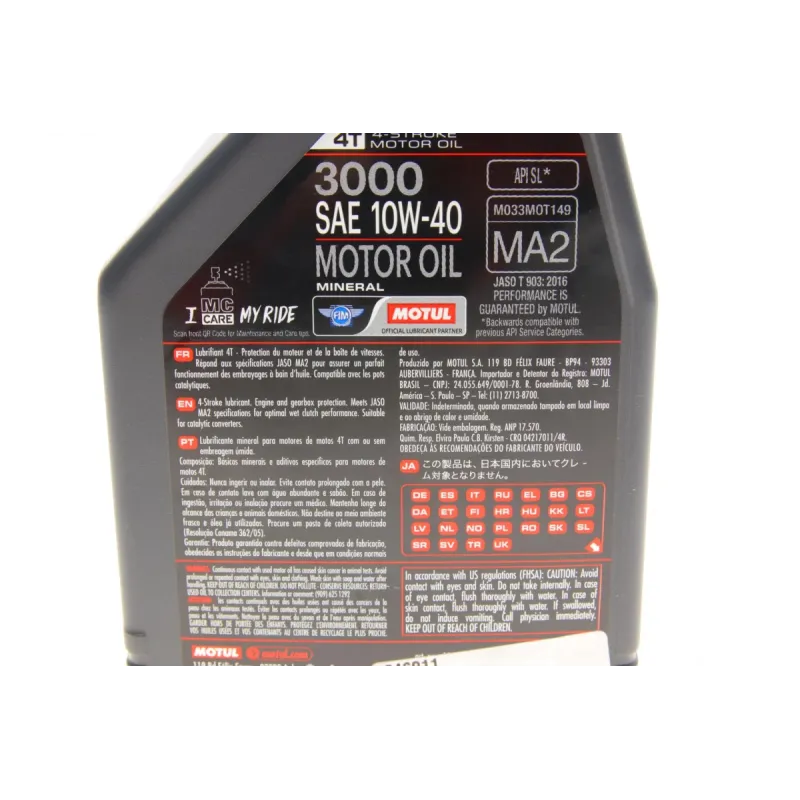 Мотомасло MOTUL 3000 4T 10W-40 1л (846011)
