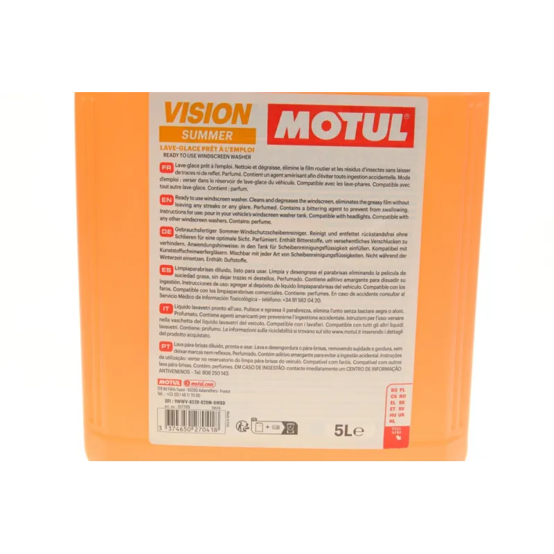 Омивач скла літній MOTUL Vision Summer Remover від комах 5л 992706