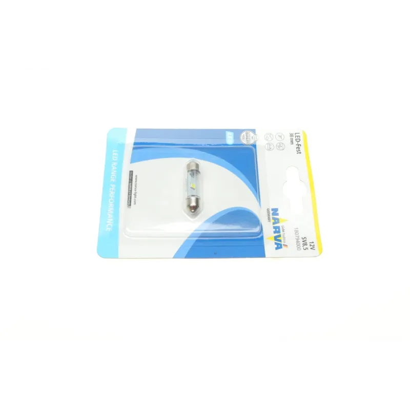 Автолампа 12V 0,6W SV8.5 (9.8x38mm) Festoon (LED) (блістер/1шт)