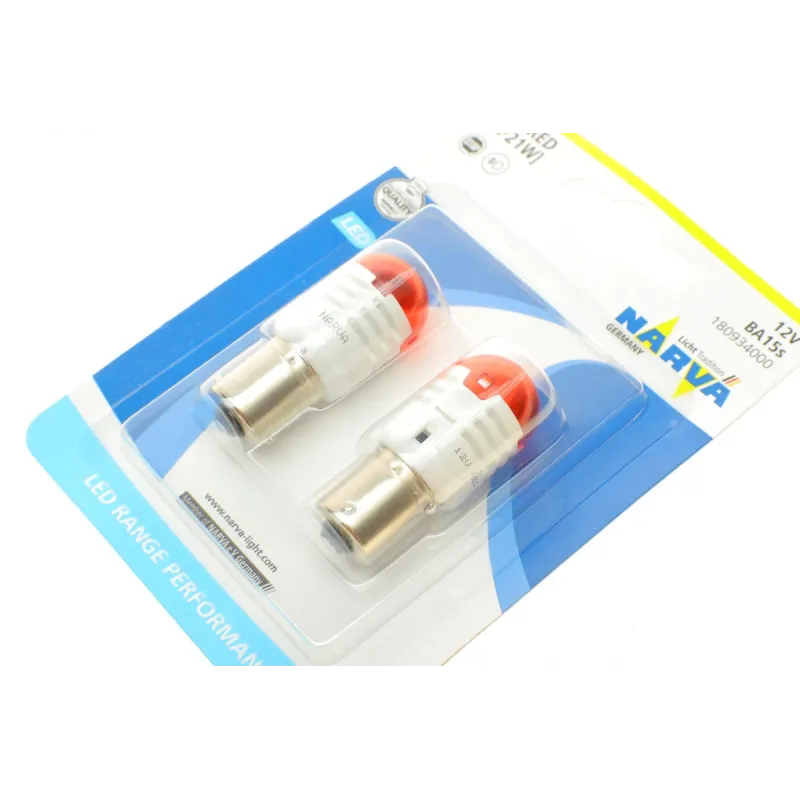 Автолампа P21W 12V BA15s LED червона NARVA 180934000 для ABARTH 500/595/695, ALFA ROMEO 147