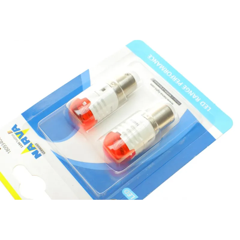 Автолампа P21W 12V BA15s LED червона NARVA 180934000 для ABARTH 500/595/695, ALFA ROMEO 147