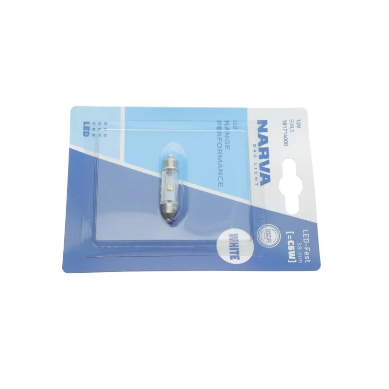 Автолампа 12V 0,6W SV8.5 (9.8x38mm) Festoon (LED)  (blister/1шт) (6000K)