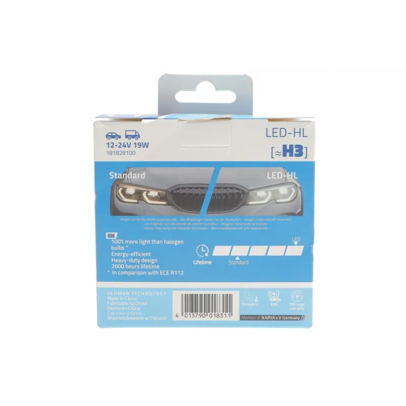 Автолампа H3 12/24V 19W PK22s Performance Advance LED 6000K 1700lm (к-кт 2шт)