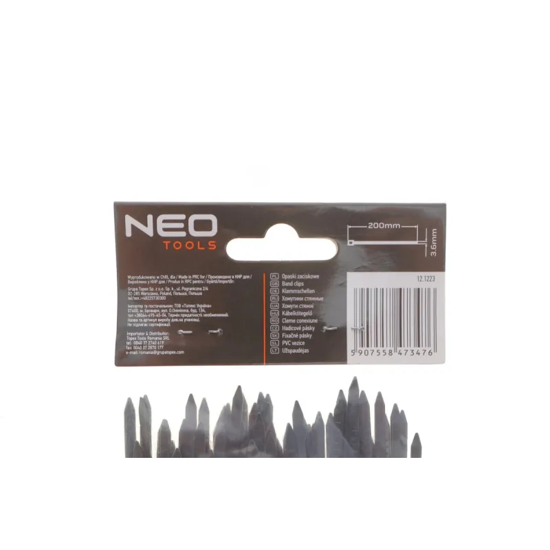 Набір стяжок пластикових NEO TOOLS 01-628 3,6x200 мм 100 шт. (чорні)