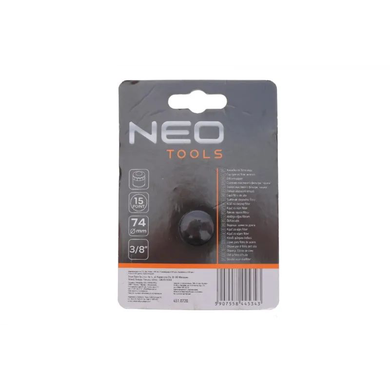 Насадка для заміни масляного фільтра NEO TOOLS 11-365 (d=74mm, 15 граней)