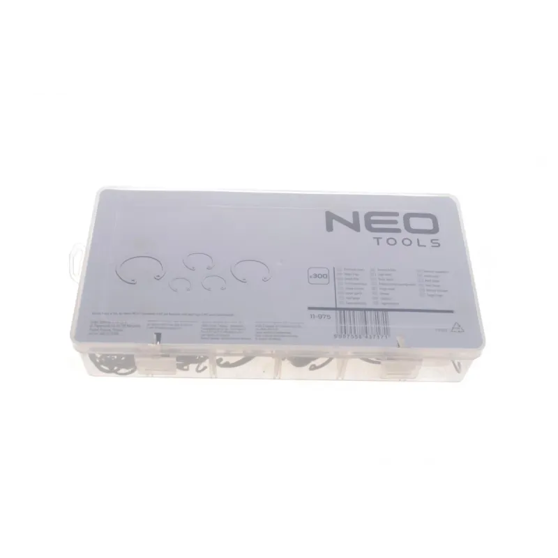 Кільця стопорні (комплект 300 шт) NEO TOOLS 11-975, діапазон 3-32 мм
