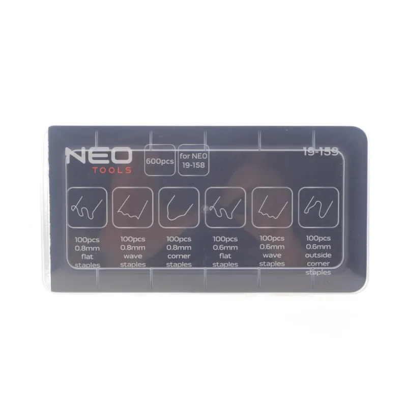 Набір скоб для ремонту пластику NEO TOOLS 19-159 Ø0,6-0,8 мм, 600 шт.