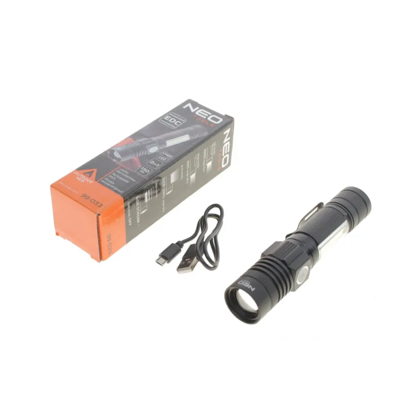 Ліхтарик акумуляторний 800Lm 2IN1 CREE T6 LED+COB/10W (USB)