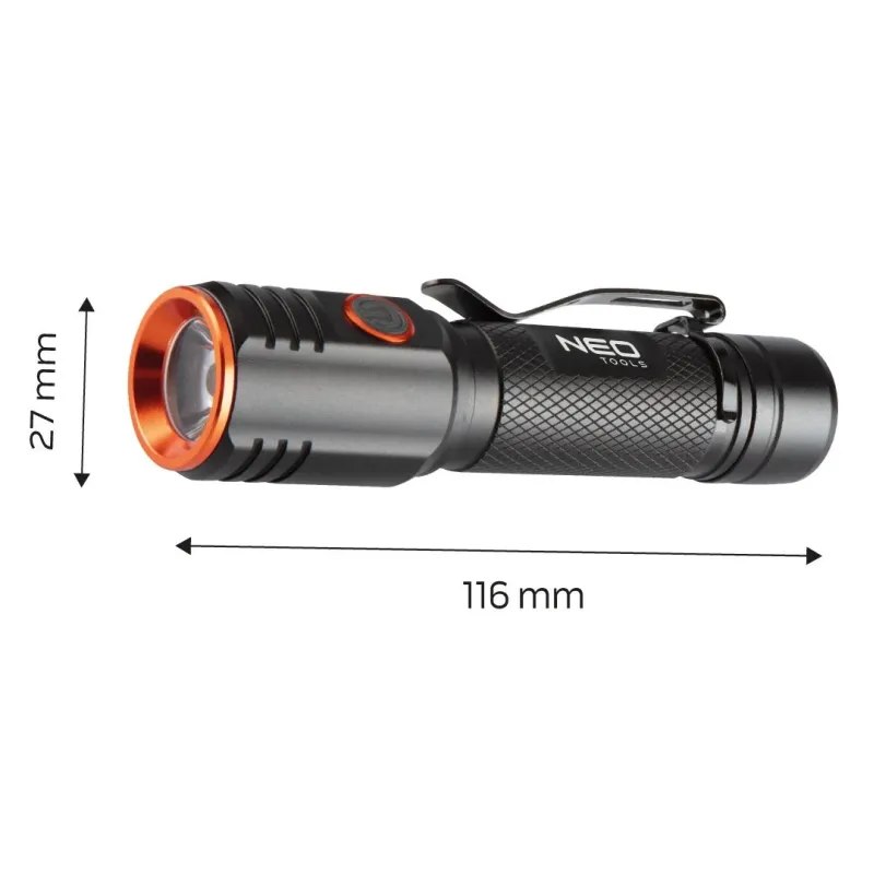 Ліхтарик акумуляторний NEO TOOLS 99-067 C 2000 lm LED (USB)