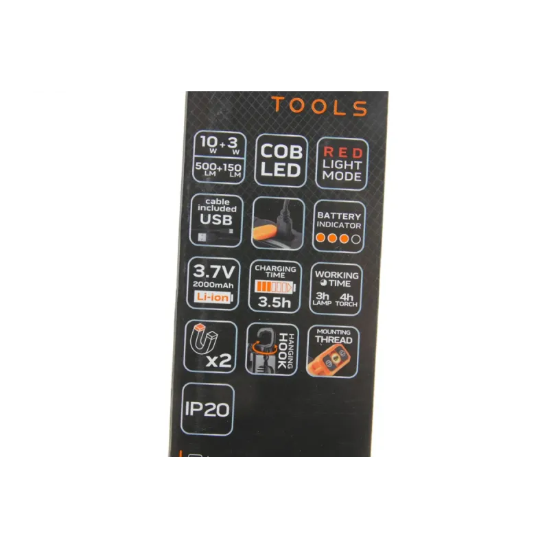 Ліхтарик-лампа робочий NEO TOOLS 99-072 (500Lm/10W/2000mAh/магніт/гак/USB)