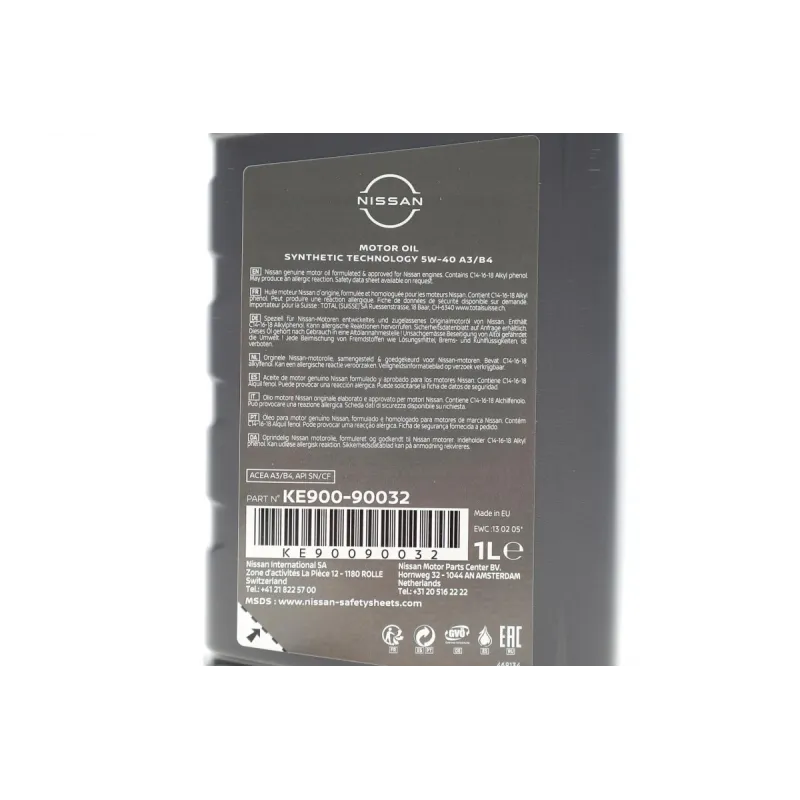 Олива моторна NISSAN 5W40 (1л) A3/B4 KE90090032