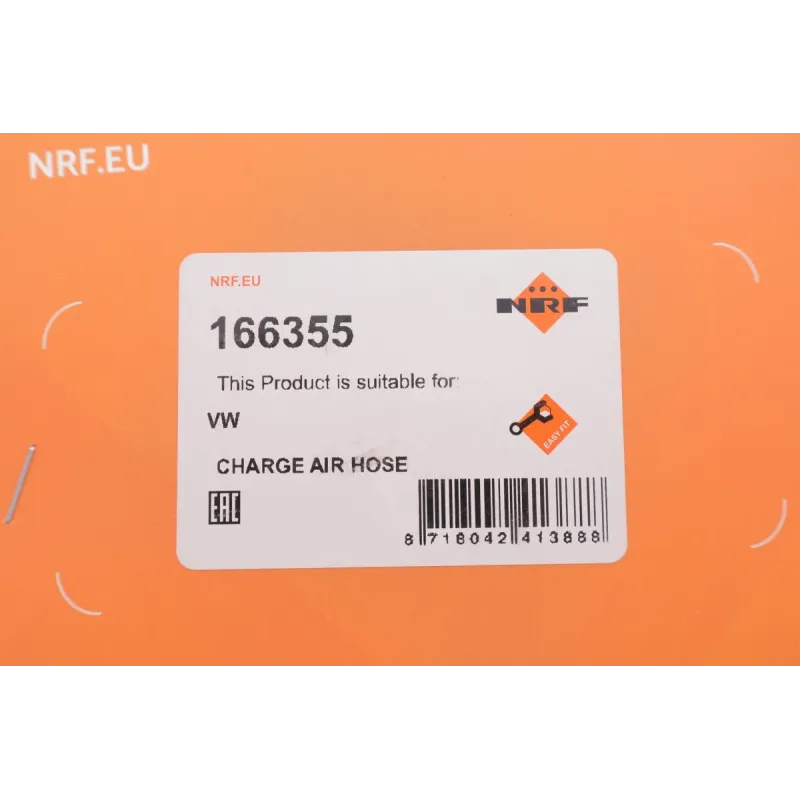 Патрубок інтеркулера NRF 166355 для Volkswagen Polo 6R/6C 1.6 TDI 2009-2015, 54x54 мм