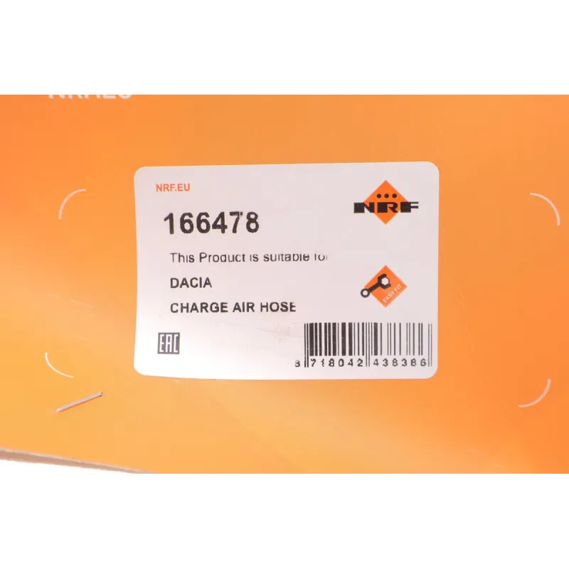 Патрубок інтеркулера NRF 166478 для Dacia Logan/Sandero 1.5dCi 2010- (довгий, 375.3 мм)