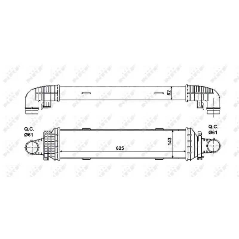 Радіатор інтеркулера NRF 30504 для Mercedes-Benz C-Class W204/E-Class W212 2008-2016, 625x143x62 мм