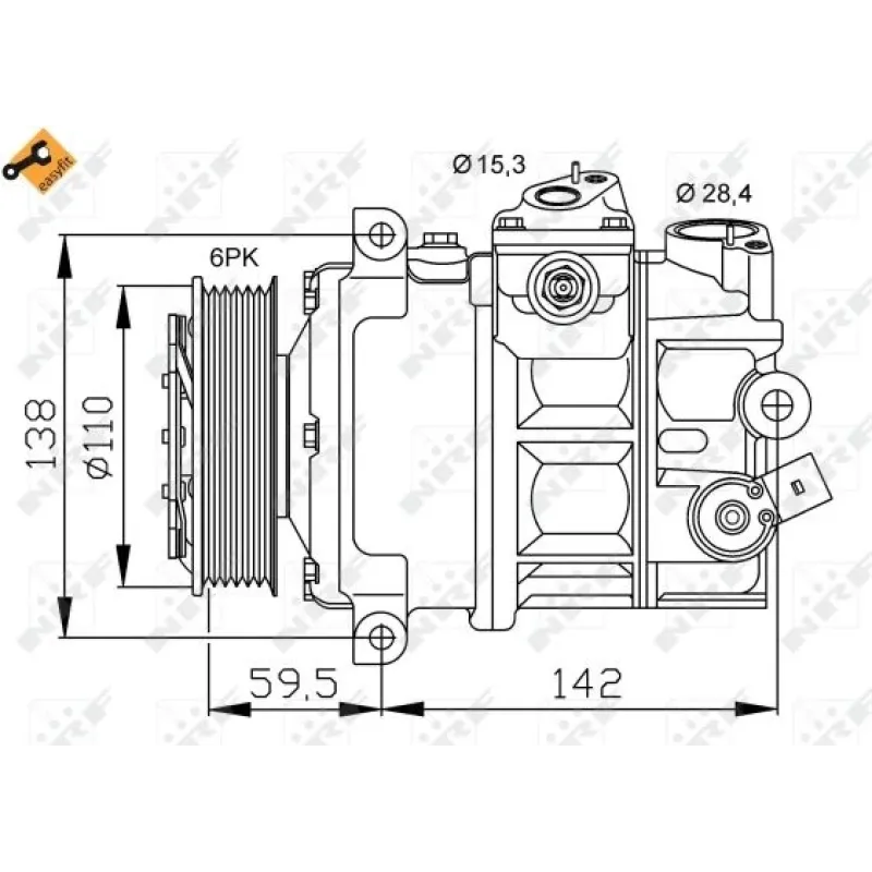 Компресор кондиціонера VW Caddy III/IV 1.6-2.0 TDI 03-/Crafter 2.5TDI 06-13/T6 2.0 TDI 15- (знятий з виробництва)
