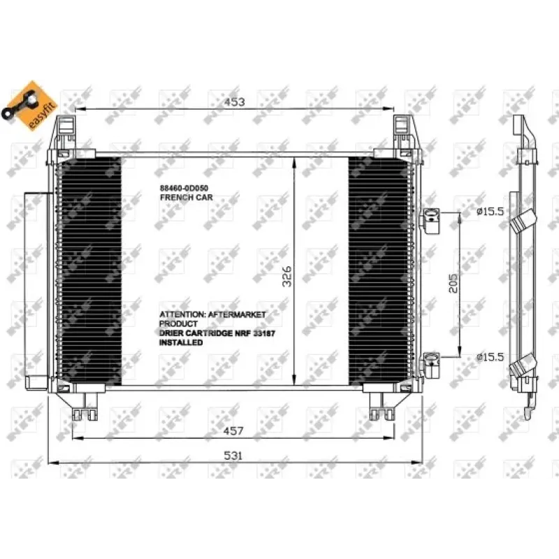 Радіатор кондиціонера (з осушувачем) Toyota Yaris 1.0/1.3VVT-i 05-11