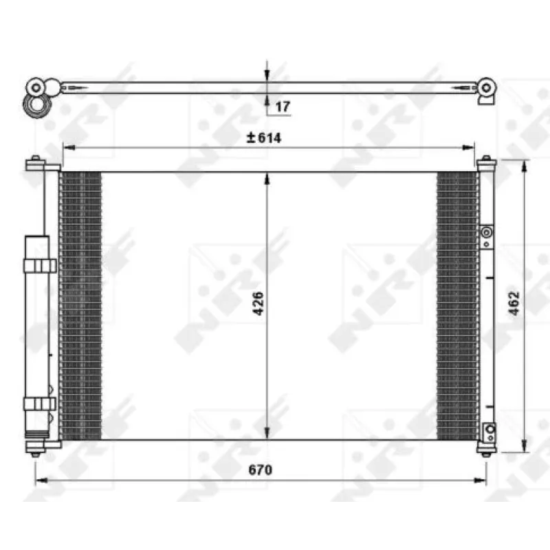 Радіатор кондиціонера NRF 35769 з осушувачем для Suzuki Grand Vitara 1.6-3.2 2005-2009, 612x426 мм
