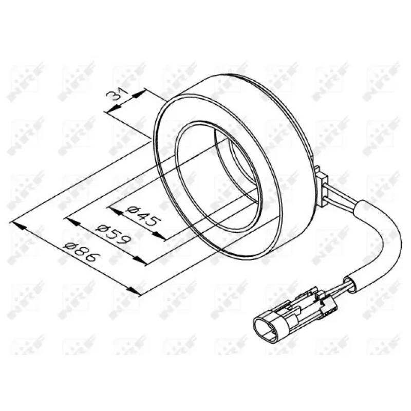 Котушка шківа компресора кондиціонера NRF 38475 для Opel Astra G/Combo 1998-2005, 12В