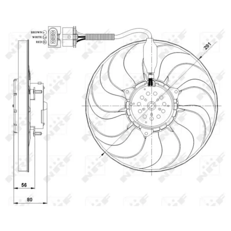 Вентилятор радіатора NRF 47392 для Volkswagen Golf IV 1.8T/1.9TDI, Audi A3 1.8T, Seat Leon 1.9 TDI