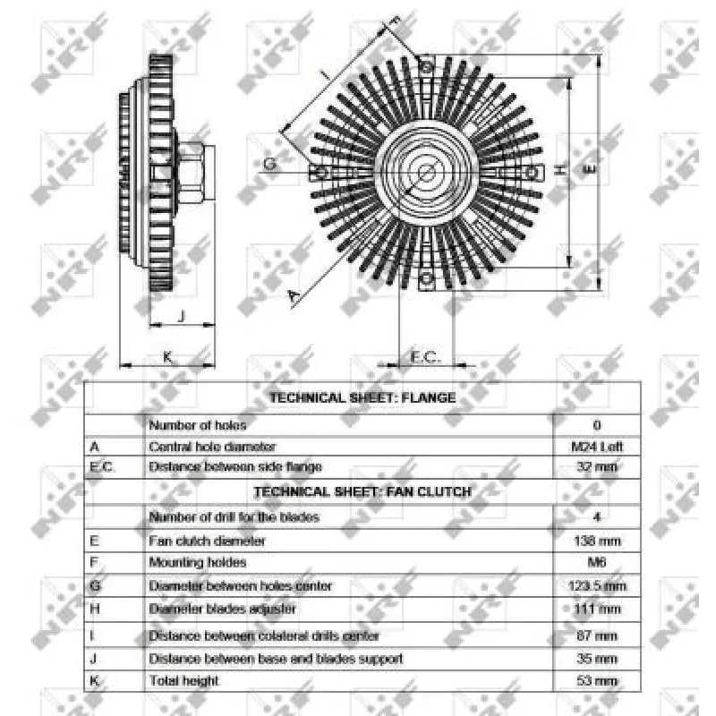 Муфта вентилятора NRF 49516 для Ford Transit, Sierra, Granada 2.0 1985-1992, діаметр 139 мм